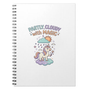 Cuaderno Camiseta De Moda Unicornio Parcialmente Nublado Co