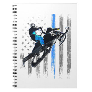 Cuaderno Camiseta de moto de nieve de la bandera americana 