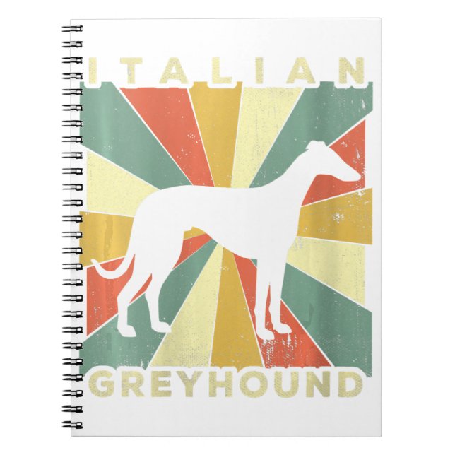 Cuaderno Camiseta de mujer perro galgo italiano 70s (Frente)