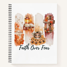 Cuaderno Camiseta de otoño Salmo 23:4 Fe sobre Miedo
