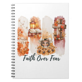 Cuaderno Camiseta de otoño Salmo 23:4 Fe sobre Miedo