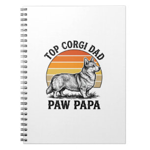 Cuaderno Camiseta de Papá Corgi Atardecer Vintage Regalo de