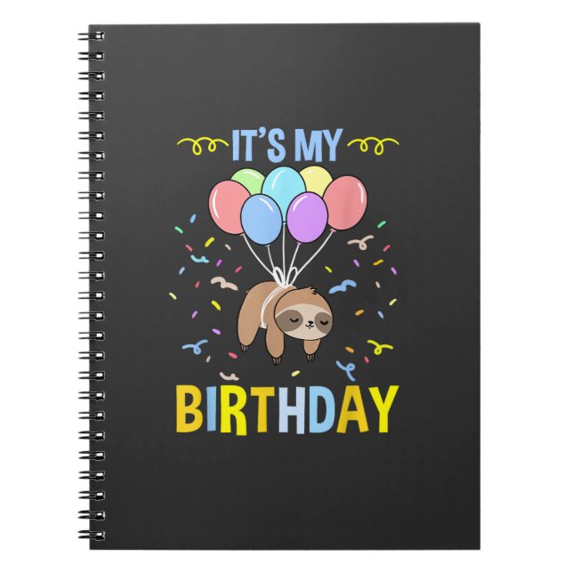 Cuaderno Camiseta de perezoso Es Mi Cumpleaños (Frente)