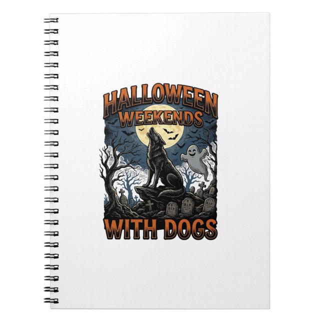Cuaderno Camiseta de perro de Halloween Pup Graveyard Vinta (Frente)