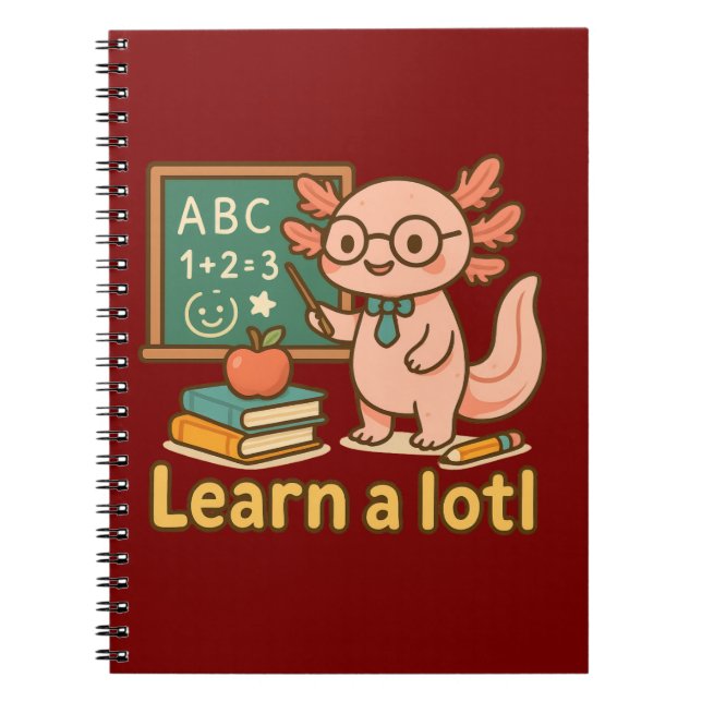 Cuaderno Camiseta de profesor de axolotl lindo | Aprende un (Frente)