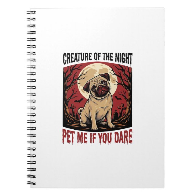 Cuaderno Camiseta de Pug de Halloween con Cementerio Espelu (Frente)