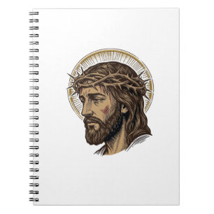 Cuaderno Camiseta de retrato de corona de espinas grabada v