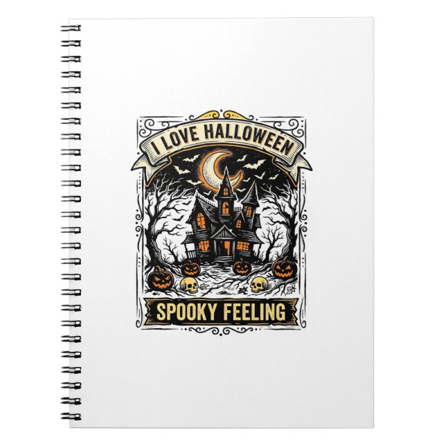 Cuaderno Camiseta de sentimiento de Halloween Casa embrujad (Frente)
