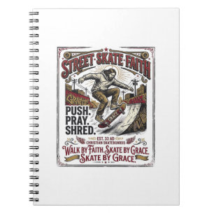 Cuaderno Camiseta de skate longboard Jesús cristiano