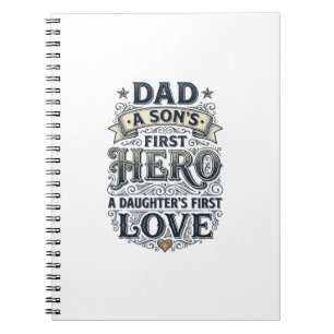 Cuaderno Camiseta de tipografía vintage de amor hija héroe