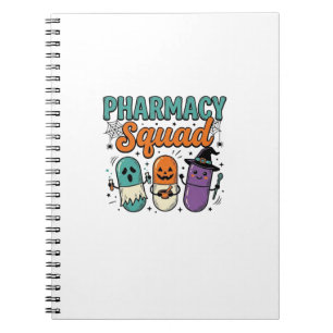 Cuaderno Camiseta de vector vintage de Halloween de escuadr