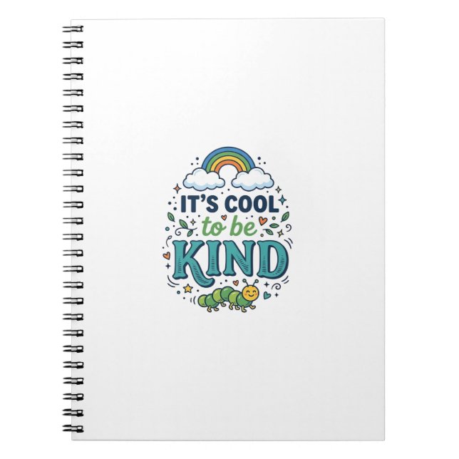 Cuaderno Camiseta Diseño Oruga Arcoíris Es Bueno Ser Amable (Frente)