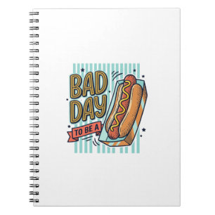 Cuaderno Camiseta Diseño Vector Retro Hot Dog Mal Día_1