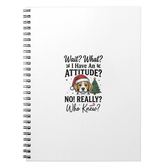 Cuaderno Camiseta divertida con actitud de perro de Navidad (Frente)