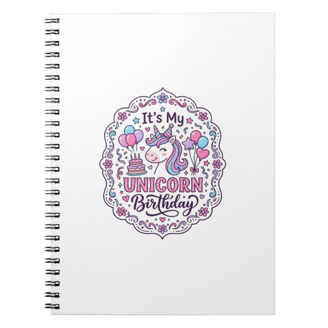 Cuaderno Camiseta divertida de cumpleaños de unicornio Unic (Frente)