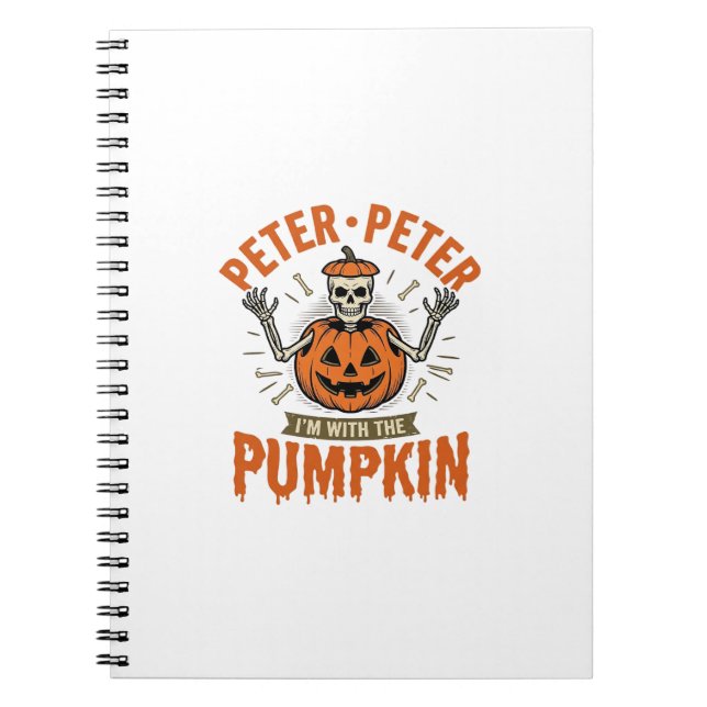 Cuaderno Camiseta divertida de esqueleto de Halloween de Pe (Frente)