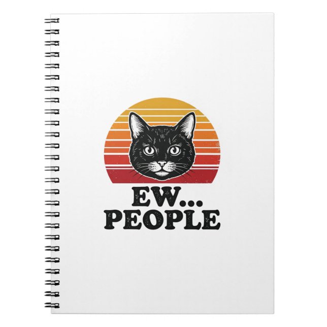 Cuaderno Camiseta divertida de gato negro Ew gente puesta d (Frente)