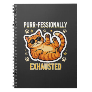 Cuaderno Camiseta divertida de gato perezoso y exhausto pro