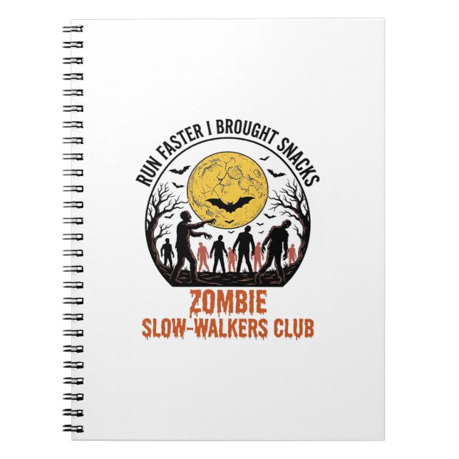 Cuaderno Camiseta Divertida de Zombie con Luna Grabada y Hu (Frente)