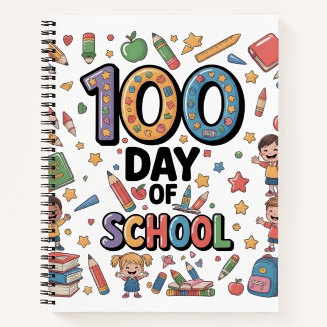 Cuaderno Camiseta divertida del 100º día de escuela | Niños (Anverso)