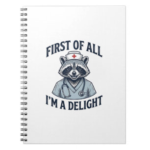 Cuaderno Camiseta Divertida Enfermera Mapache Primero que N