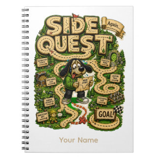 Cuaderno Camiseta divertida personalizada de Side Quest par