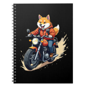 Cuaderno Camiseta Divertida, Shiba Inu, Motocicleta, Perro,