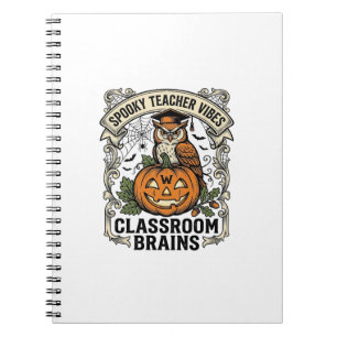 Cuaderno Camiseta escolar vintage de calabaza búho para mae