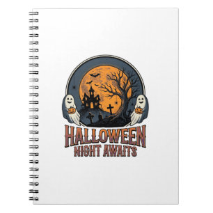 Cuaderno Camiseta Fantasma Luna Grabada Escena Halloween Vi