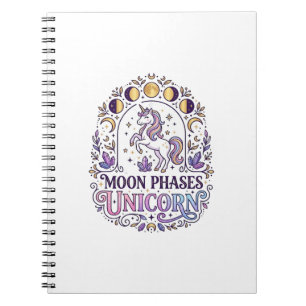 Cuaderno Camiseta Fases Lunares Unicornio Fondo Blanco Unic