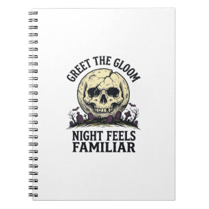 Cuaderno Camiseta gráfica de cráneo de luna espeluznante de