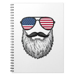 Cuaderno Camiseta gráfica de gafas de sol con barba patriót