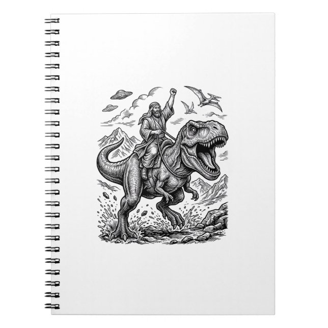 Cuaderno Camiseta gráfica de jinete de dinosaurio con graba (Frente)