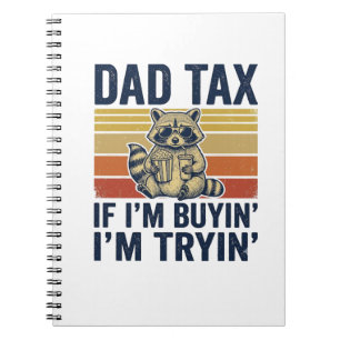 Cuaderno Camiseta gráfica vintage de mapache Funny Dad Tax_