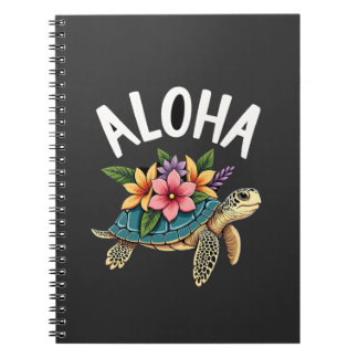 Cuaderno Camiseta hawaiana Aloha Hawái Tortuga Hibisco Niño
