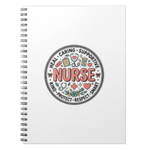 Cuaderno Camiseta Médica Floral de Agradecimiento a Enferme