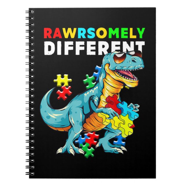 Cuaderno Camiseta muy diferente Dinosaurio Dino Autismo Aw (Frente)