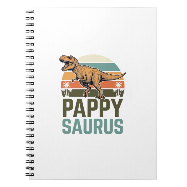 Cuaderno Camiseta Pappysaurus Dinosaurio Divertido Atardece (Frente)