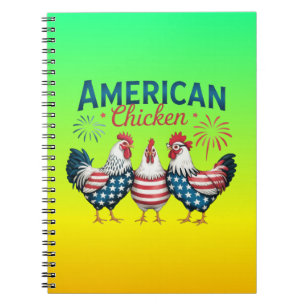 Cuaderno Camiseta Patriótica Americana de Pollo del 4 de Ju