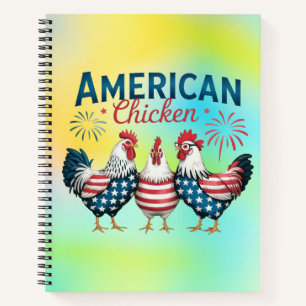Cuaderno Camiseta Patriótica Americana de Pollo del 4 de Ju