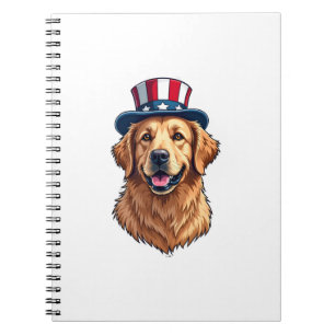 Cuaderno Camiseta Patriótica de Golden Retriever con Marco