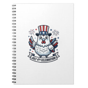 Cuaderno Camiseta Patriótica de Pollo Celebración 4 de Juli