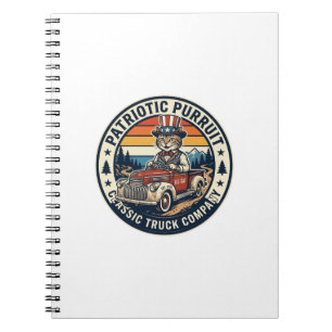 Cuaderno Camiseta Patriótica del Tío Sam Gato Retro Atardec