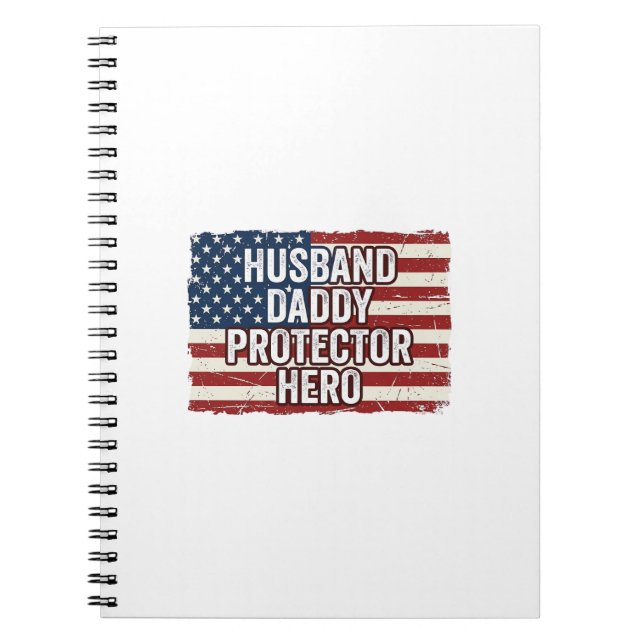 Cuaderno Camiseta Patriótica Marido Papá Protector Héroe Ba (Frente)