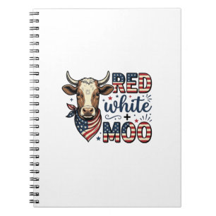 Cuaderno Camiseta Patriótica Vaca Roja Blanca Moo 4 de Juli
