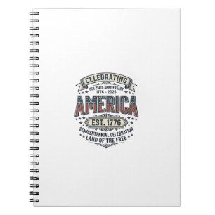 Cuaderno Camiseta Patriótica Vintage Aniversario 250 de Amé