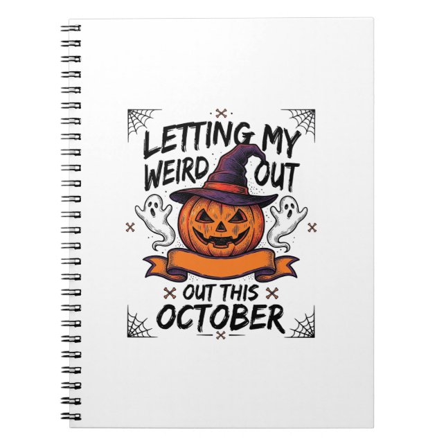 Cuaderno Camiseta rara de Halloween con fantasmas de calaba (Frente)