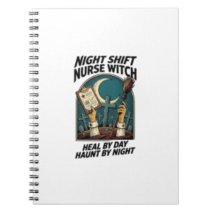 Cuaderno Camiseta Retro de Halloween de Enfermera del Turno
