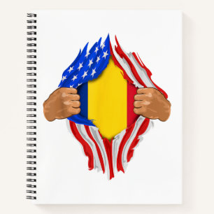 Cuaderno Camiseta Sangre Rumana Dentro de Mí Bandera de Rum