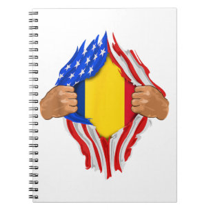 Cuaderno Camiseta Sangre Rumana Dentro de Mí Bandera de Rum